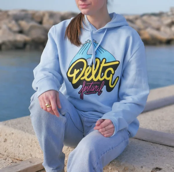 Sweat-Shirt Capuche Collection Permanente Bleu shop delta